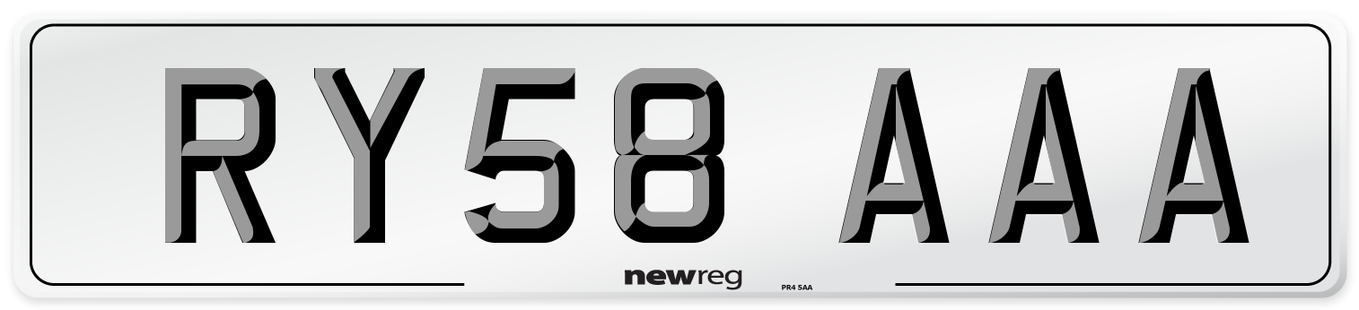 RY58 AAA Number Plate from New Reg